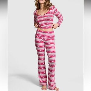 PINK × LoveShackFancy Waffle Long Pajama Set ❤️